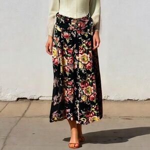 Tristan Black Floral Maxi Skirt